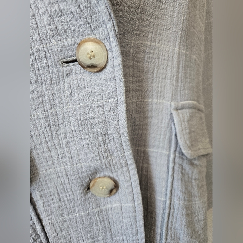 Madewell Linen And Cotton Windowpane Light Blue Jacket. Size 1X - Picture 4 of 13